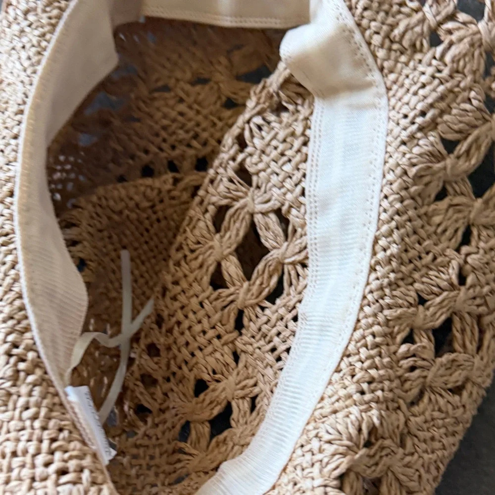 Braided Straw Crochet Sun Hat - Natural Brown - Picture 3 of 3